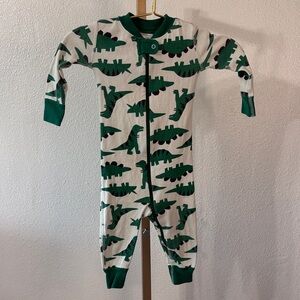 Hanna Andersson Cream and Green dinosaur Footie- Size 18-24 month